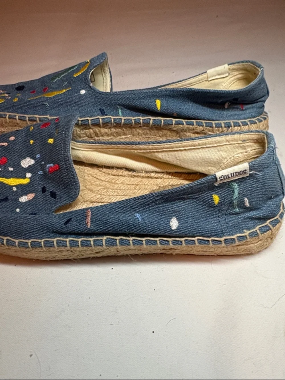 Soludos Blue embroidered espadrille Flats Size 10